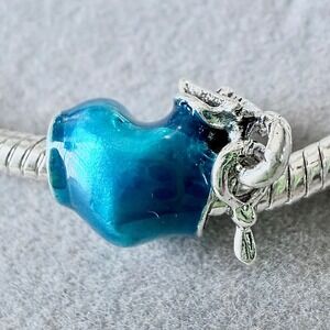 Blue Enamel Dragon Head Charm Bead fits PANDORA
